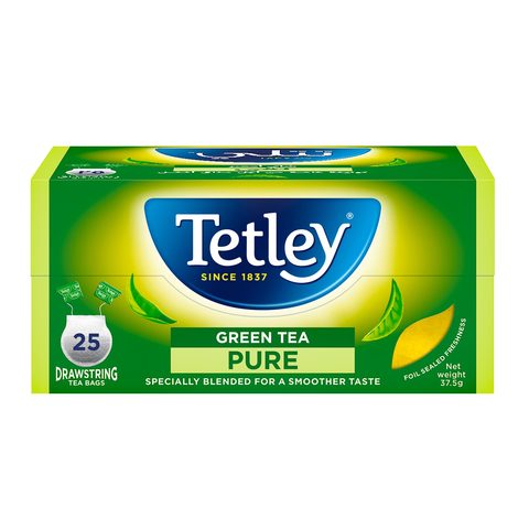 Buy Tetley Drawstring Pure Green Tea Bags 37.5g 25 Pieces in Saudi Arabia