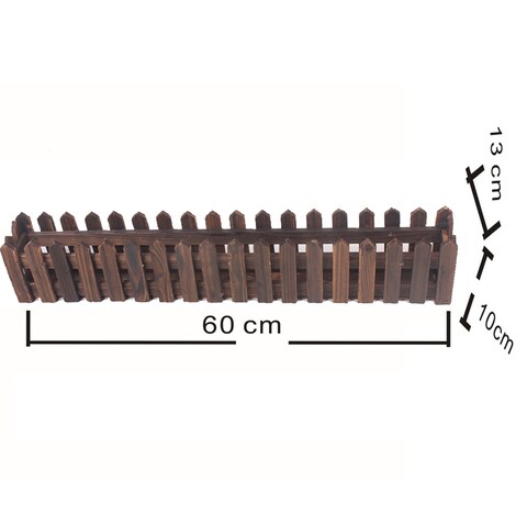 Lingwei - 60X13X10Cm Natural Wooden Fence For Artificial Plants Flowers Box Home Garden Decoration