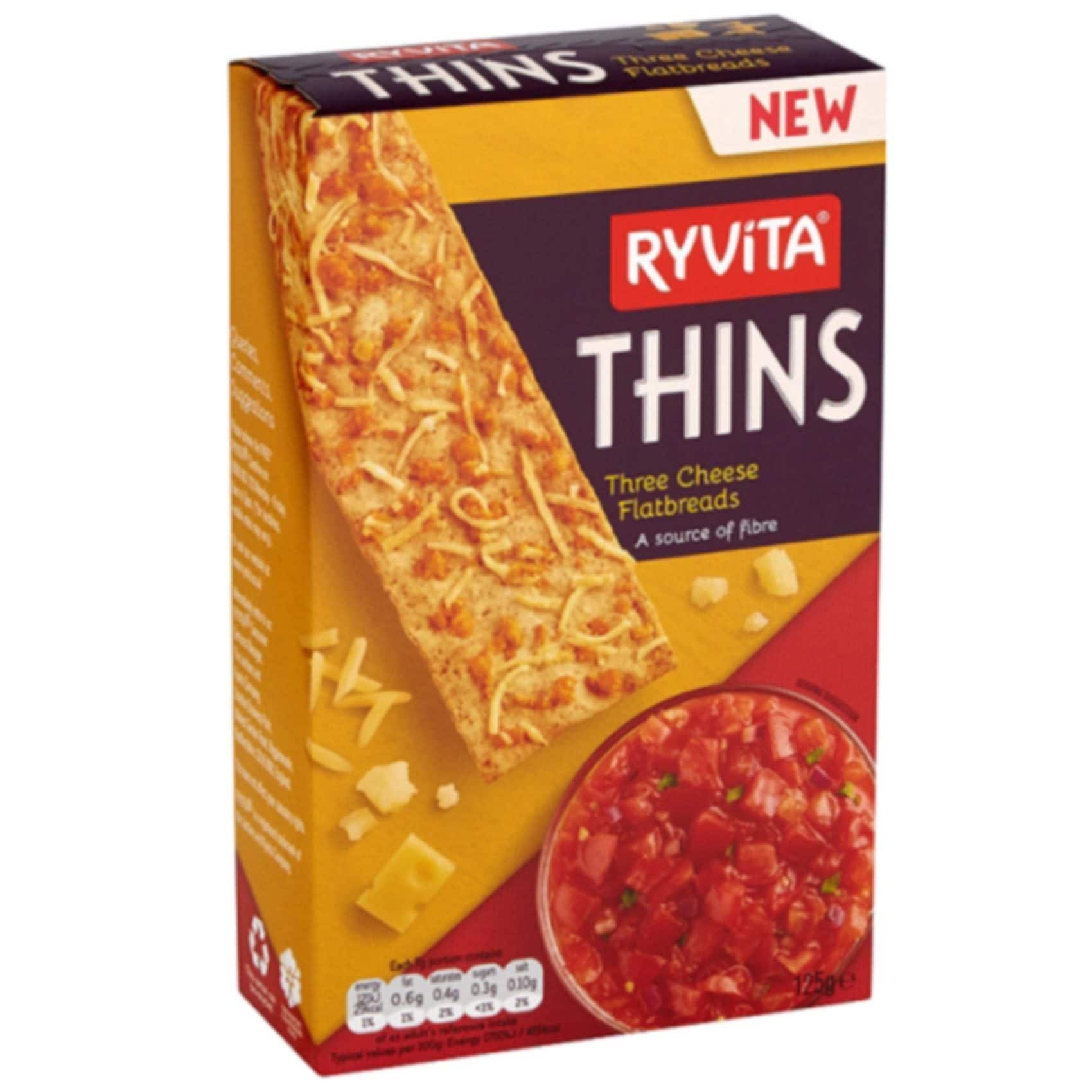 Buy Ryvita Thins Three Cheese Flatbreads 125g Online Shop Food