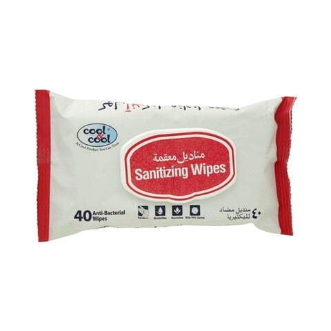 Cool &amp; Cool Sanitizing 40 Wet Wipes