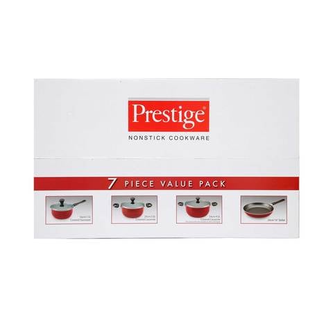 Prestige Pure Cooking  Non-Stick Cookware Set 7 Pieces - Red