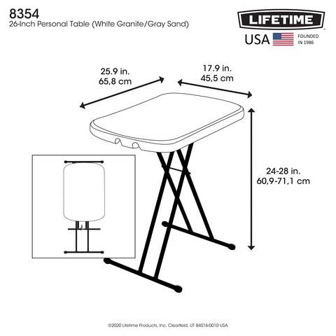 Lifetime 26-Inch Personal Table (Light Commercial) 2 Year Limited Warranty, White Granite Colour, LFT-8354