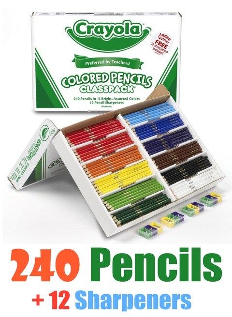 Crayola Colored Pencils Classpack, 240 Count, Bulk Classroom Supplies –