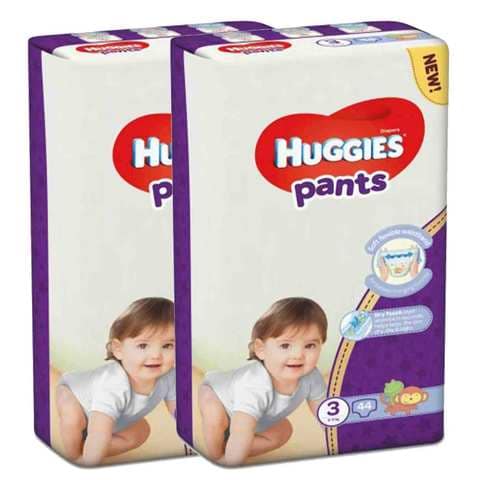 Huggies Pants Diaper Pants Size 3 6-11kg White 44 Diapers Pack of 2 price  in UAE, Carrefour UAE