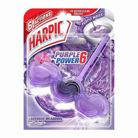 Harpic Active Purple Power Toilet Rim Block Lavender Meadows 35g