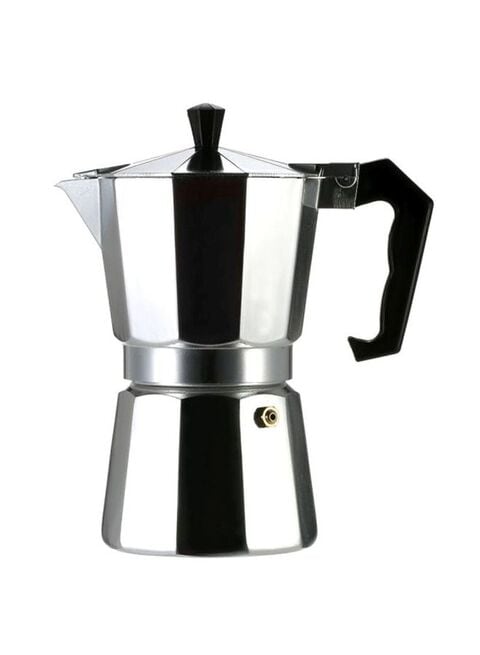 وعاء لصنع قهوة من الألومنيوم باللون فضي/الأسود
