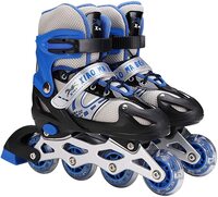 Adjustable Inline Skates, Beginners Roller Skates with PU Glow Wheel, ABEC -7 Bearing Roller Blades for Kid,Adults,Men, Women and Teens,Blue,M