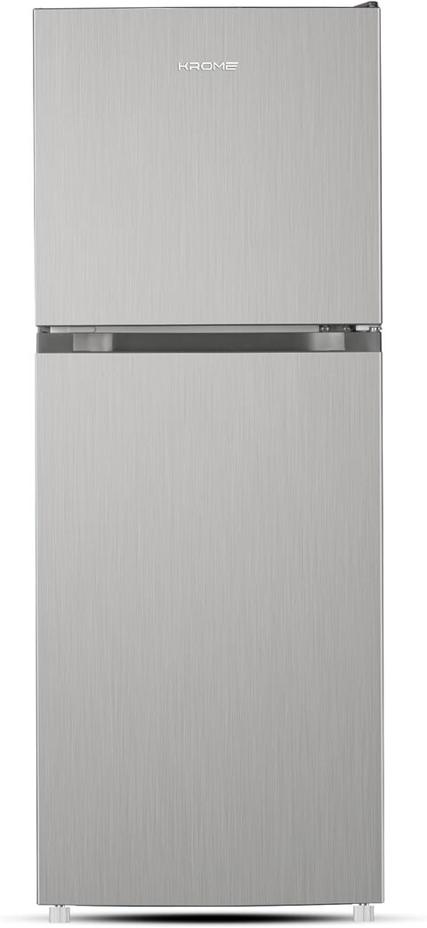 KROME 260L Double Door Top Mounted Refrigerator With Multi Air Flow System, No-Frost Cooling With Electronic Touch Temperature Control, Door Alarm, Big Twist Ice Maker, Silver - KR-RFF 260SM