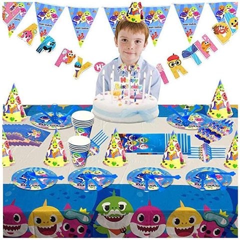 Buy Doreen Baby Shark Party Supplies Set 109 Pcs Baby Shark Themed Birthday Decorations Includes Disposable Tableware Kit Blowing Dragon Paper Hat Gift Bag And Banner Serves 10 Guest Online