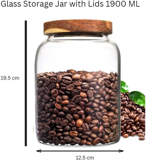 Glass Coffee Storage Jar with Lids Scoop Thicken Glass Coffee Canister  Borosilicate Glass Food Containers for Ground Coffee Beans Nut Pasta Sugar