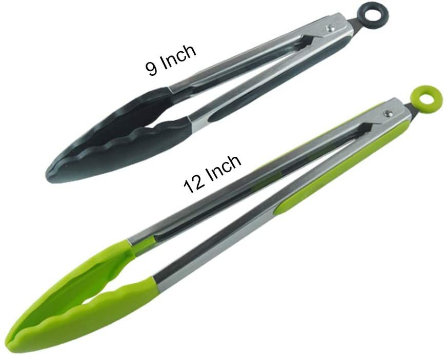 Kitchen Tongs,stainless Steel Grilling Locking Food Tongs, 9inch 12