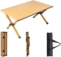 COOLBABY Portable Outdoor Folding Table,Cookout Camping Gear,Send Storage Bag,Simple Folding Table,Ultra light and Easy To Carry,Original Wood Color,90 * 60