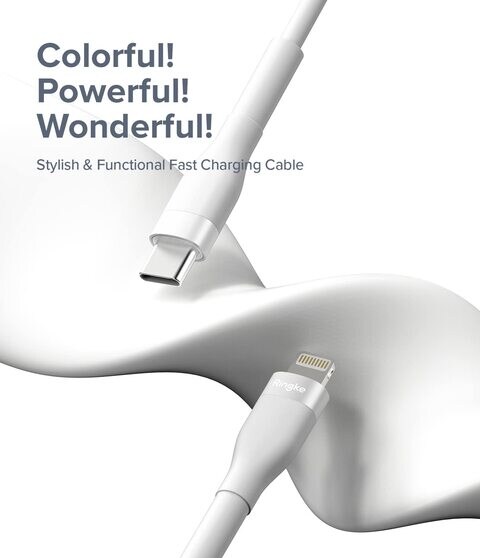 Ringke - Fast Charging Pastel Cable - USB Type - C to Lightning - White (2m)
