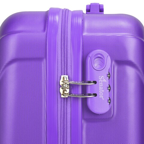 Senator Hard Case Cabin Suitcase Luggage Trolley For Unisex ABS Lightweight Travel Bag with 4 Spinner Wheels KH2005 Highlight Purple