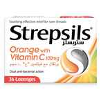 اشتري ستريبسيلز حلوى الحلق بالبرتقال و الفيتامين C بحجم 100 ملغ لتخفيف آلام إلتهاب الحلق - 36 قرصًا في الامارات