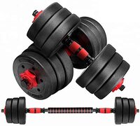 Max Strength Dumbbell And Barbell Set Weightlifting Fitness Black Cement Steel Rubber Adjustable Dumbbell And Barbell Set 2 In 1