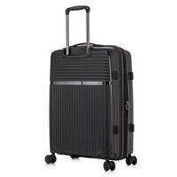 Cabinpro Hard Case Large Checked Luggage Trolley For Unisex Polypropylene Lightweight 4 Double Wheeled Suitcase With Built In TSA Type Lock Travel Bag CP002 Black
