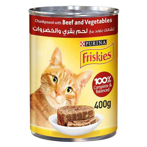 Purina Friskies Beef And Vegetables In Chunk Pound Cat Food 400g