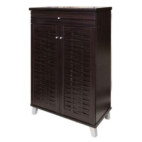 Homes R Us Hill Shoe Cabinet Chocolate 77x39x119cm