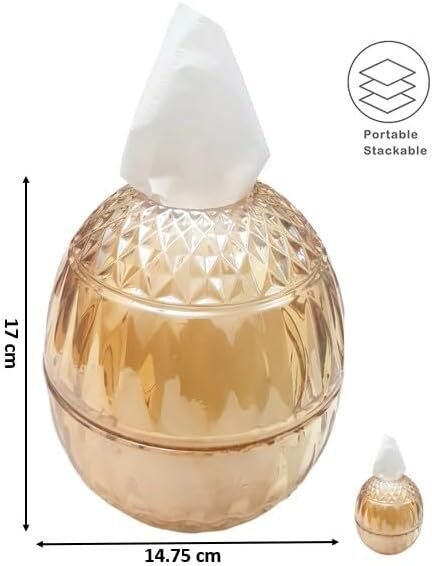 Atraux 2 Pcs Elegant Egg-Shaped Glass Tissue Box For Home &amp; Office