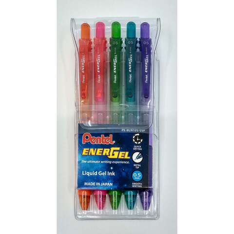 Buy Pentel Energel Liquid Gel ink Pens Multicolour 0.5mm 5 PCS Online -  Shop Stationery & School Supplies on Carrefour UAE