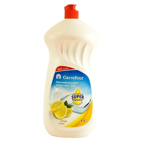 كارفور سائل غسل الأطباق برائحة الليمون أبيض 1.5 ليتر
