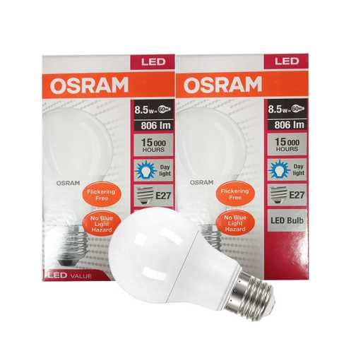 Osram Classic A60 E27 LED Bulb 8.5W Day Light 2 count