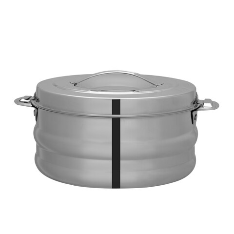 Royalford Galaxy Double Wall Stainless Steel Hot Pot, RF10544, Firm Twist Lock, Strong Handles With Heavy-Duty Rivets, Steel Serving Pot