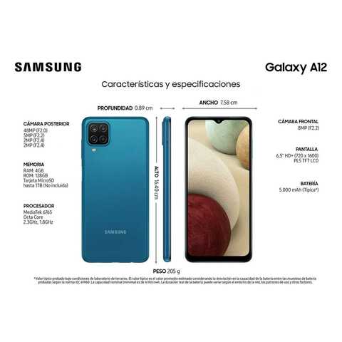 Buy Samsung Galaxy A12 128gb 4gb Ram Blue Online Shop Smartphones Tablets Wearables On Carrefour Uae