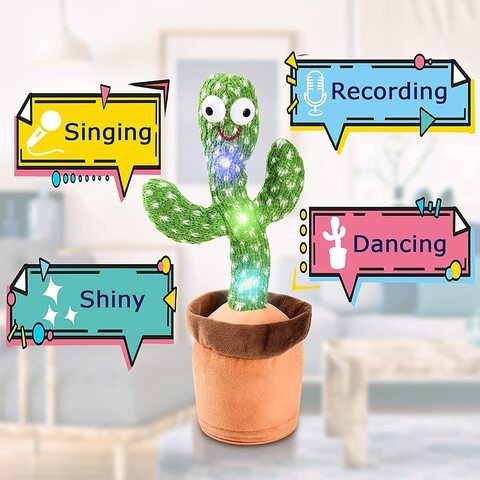 Generic Dancing Cactus Repeats What You Say, Electronic Plush Toys With Lights