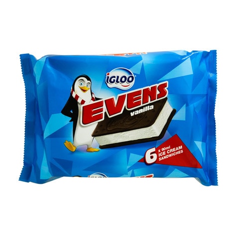 Buy Igloo Evens Vanilla Ice Cream Sandwiches 90ml Pack of 6 in UAE