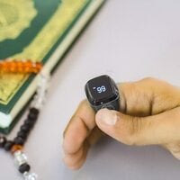 Smart Tasbih Zikr Ring, Muslim Prayer, Prayer timing reminder, OLED display, Tasbih Counter, Smart Ring, Wearable Technology, Waterproof Space Grey 22mm,