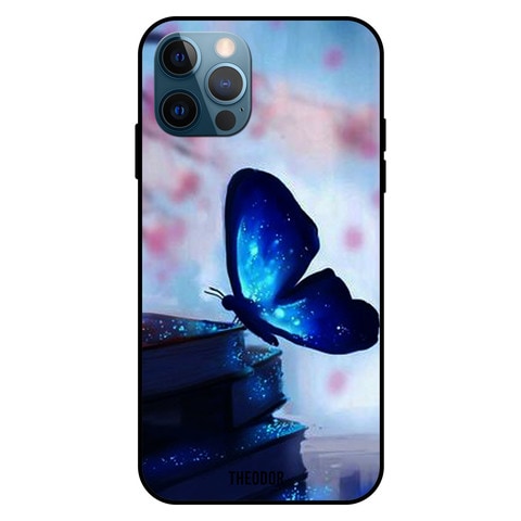 Theodor Apple iPhone 12 Pro 6.1 Inch Case Books And Butterfly Flexible Silicone Cover