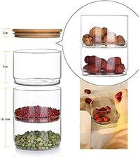 Lushh 3 Layer Glass Food Storage Jar with Airtight Bamboo Lid, Borosilicate Glass Storage Containers for Kitchen, Stackable Glass Storage Jar for Pasta, Tea, Coffee, Cookies, Snacks