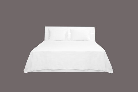 Deyarco Princess Flat Sheet 3pc-Fabric: Cotton Poly Easy Iron - Color: White -Size: Double 200X240cm + 2 Pillowcase Size: 50X75cm