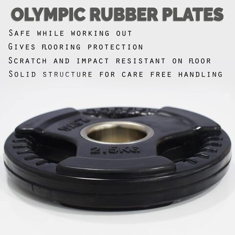 Sky Land Rubber Gym Weight Plate, Em-9264 - 2.5 Kgs (Black)
