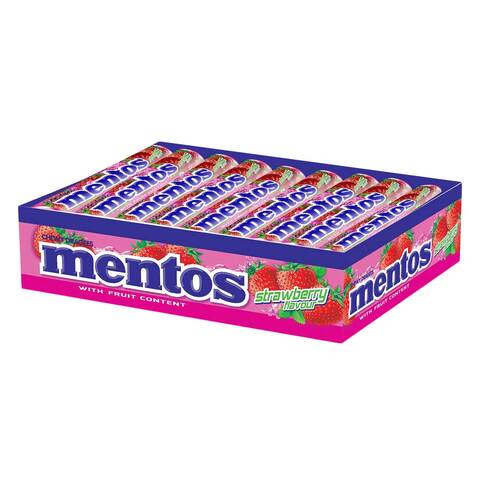 Mentos Candy Strawberry 29 Gram 24 Pieces