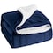 Reversible Soft Sherpa Bed Blanket Throw Blanket King Size  Navy Blue 220x240 cm