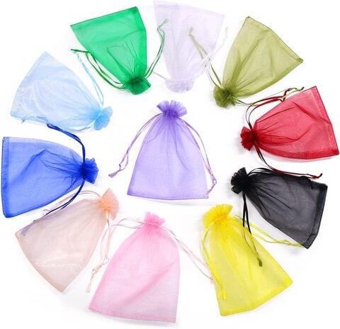 100pcs/lot Clear Jewelry Bags Organza Gift Bags Drawstring Packing