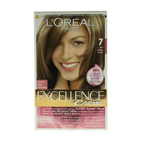 Buy L'Oreal Paris Excellence Creme Triple Care Permanent Hair Colour 7  Blonde Online - Shop Beauty & Personal Care on Carrefour Saudi Arabia