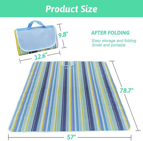 SKY-TOUCH Fortable Picnic Blanket, Waterproof Beach Blanket, Waterproof Picnic Blanket, Portable Picnic Mat, Portable Beach Mat, for Outdoor Camping Family Outdoor Park Garden