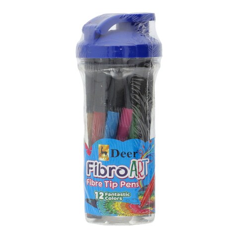 Deer Fibro Art Fibre Tip Color Pens (Pack of 12)