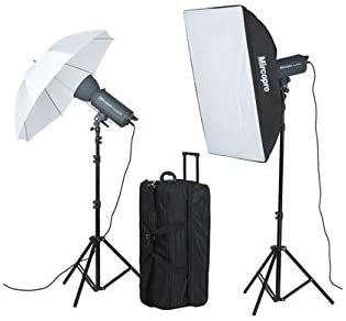 Mircopro Video Light With Kit Ex300S (2) Includes 2 Light + 2 Stand + 1 Reflector + 1 Softbox 60 X 90 Cm + 1 Umbrella 80Cm + 1 Kit Bag