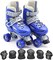 EASY FUTURE Roller Skates Adjustable Size Double Row 4 Wheel Skates Children Skates for Boys And Girls Including Protective Gear Knee Elbow Wrist Blue XS (27-30)