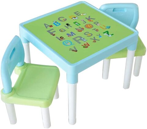 Aiwanto Kids Study Table Learning School Small Children Study Table and Chair Set(Green)