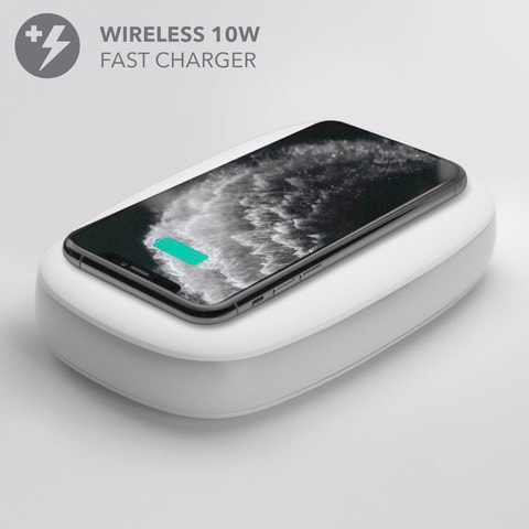 Momax Q.Power UV box Sanitizer and Qi Fast Wireless Charger [10W) - White