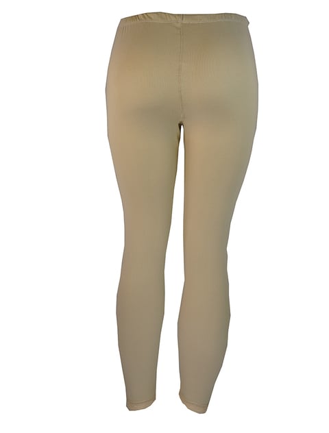 Full Length inner Leggings Cotton 100% with Elasticized Waistband Women Beige M