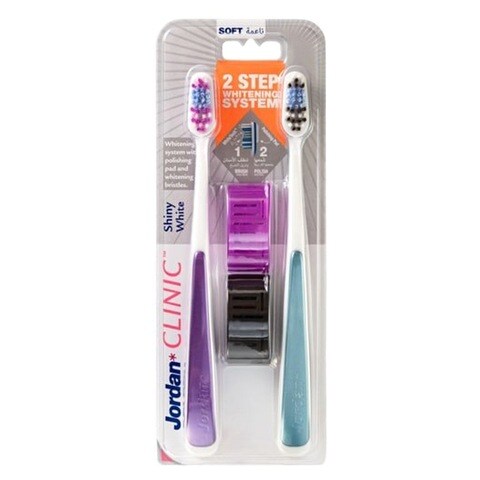 Jordan Clinic Shiny White Soft Toothbrush Multicolour 2 PCS