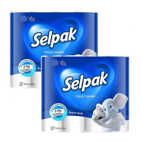 Selpak Super Soft Toilet Paper 140 Sheets x 3 Ply 12 Rolls Pack of 2