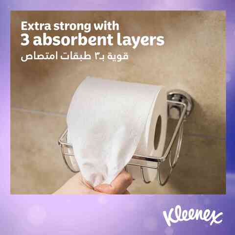 Kleenex Extra Dry Toilet Tissue Paper 3 Ply 4 Rolls x 160 Sheets Embossed Bathroom Tissue With Superior Absorbency